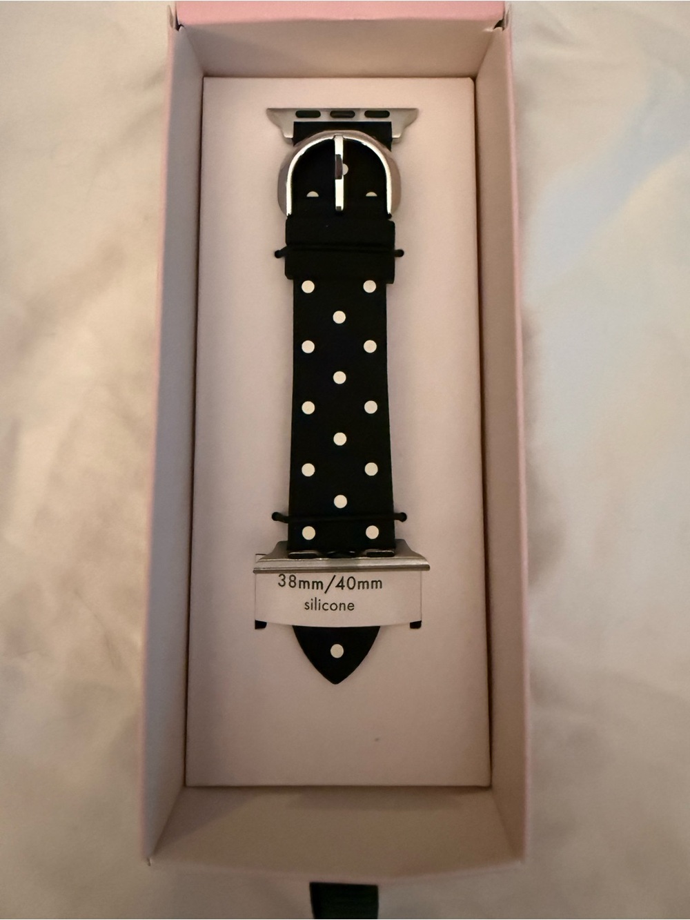 kate spade Black Silicone Watch Band with White Polka Dots